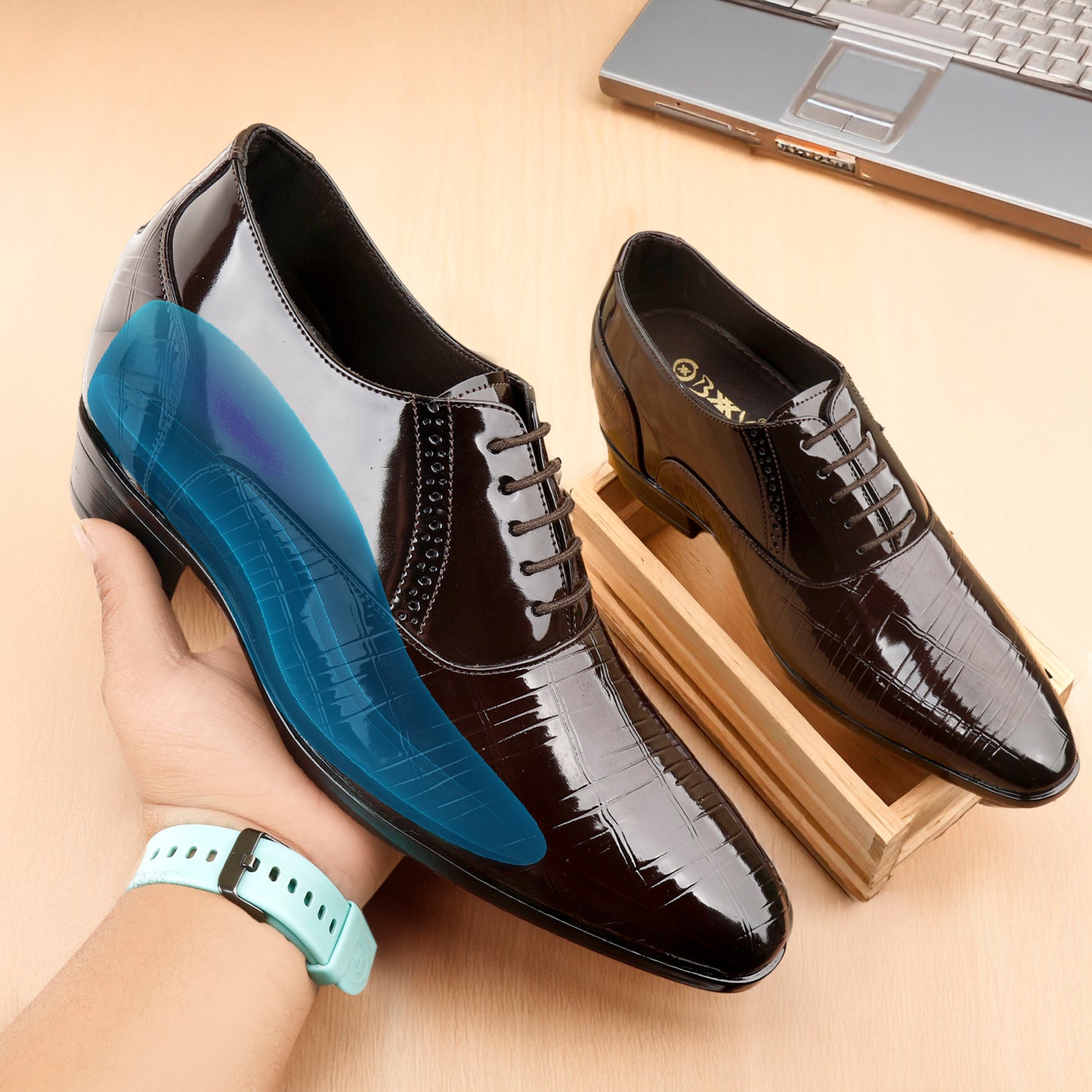 Glossy Black Elevator Shoes 9CM (3.5in)