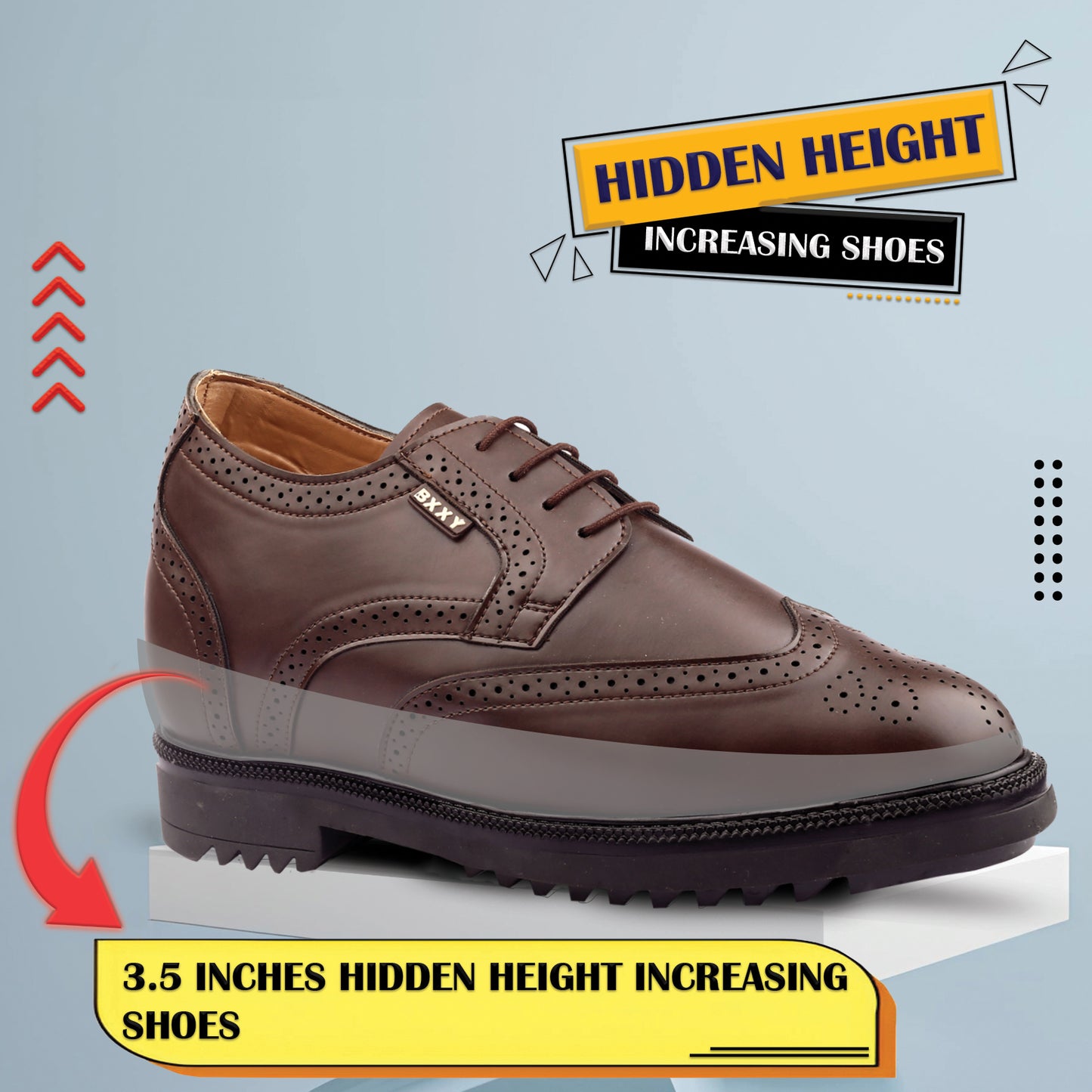 Lift Brogues for Men – 9cm (3.5 In )