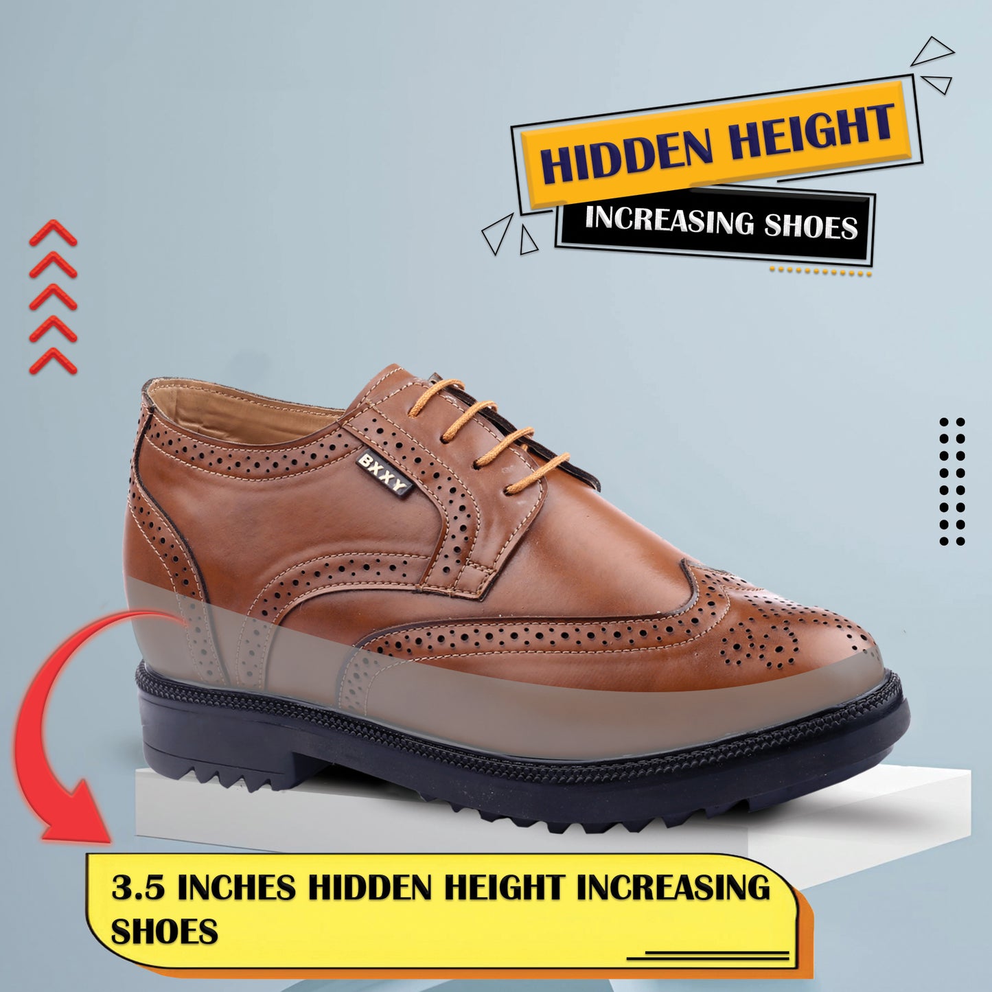 Lift Brogues for Men – 9cm (3.5 In )