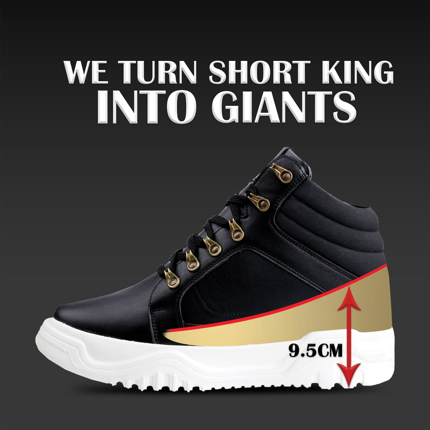 Men's Lift Shoes –9.5cm ( 3.74 in)