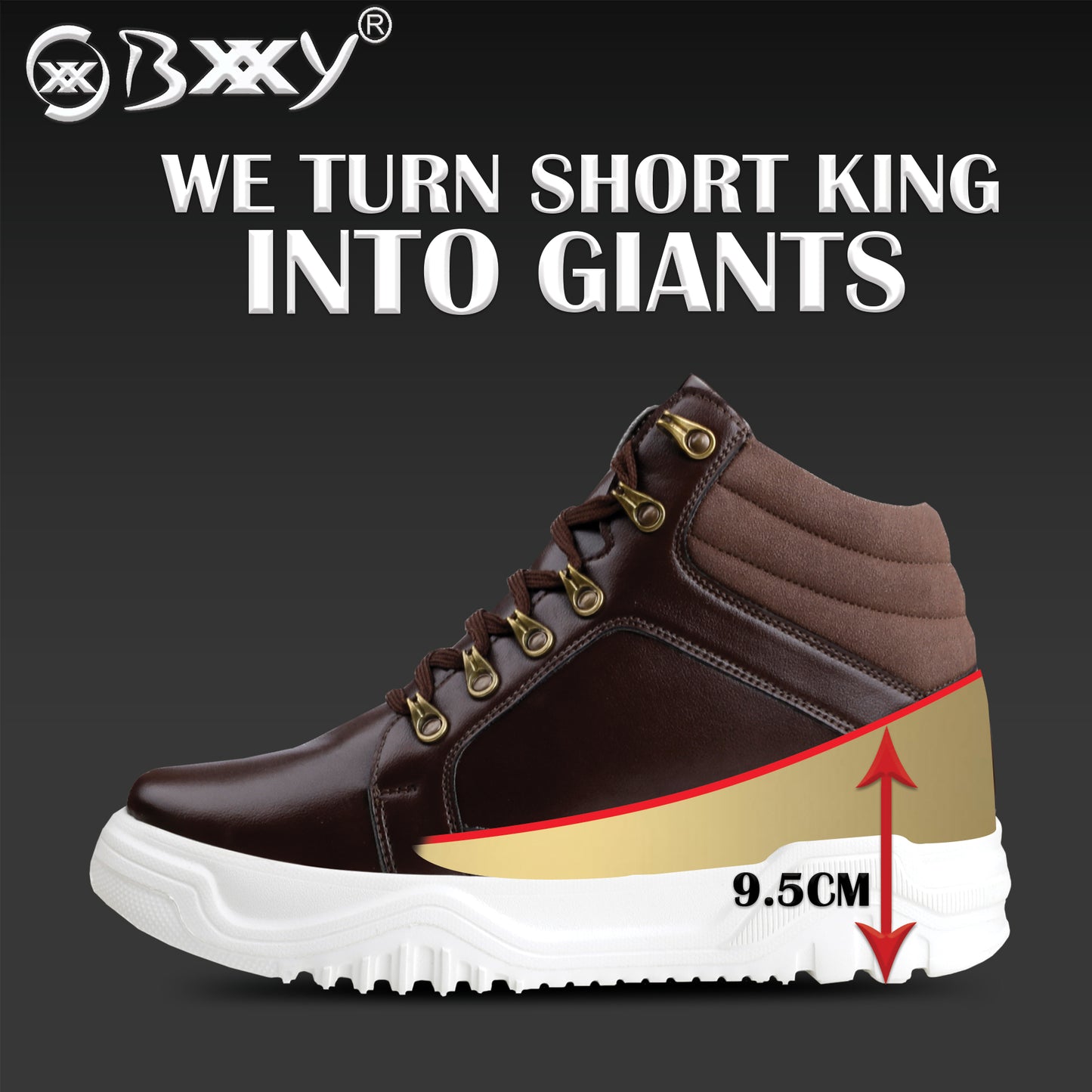 Men's Lift Shoes –9.5cm ( 3.74 in)