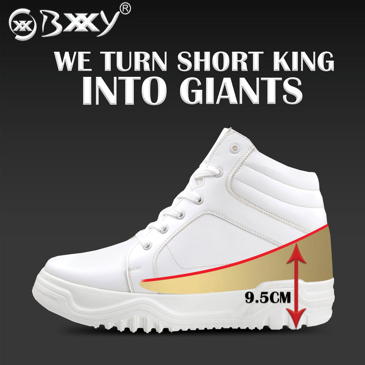 Men's Lift Shoes –9.5cm ( 3.74 in)