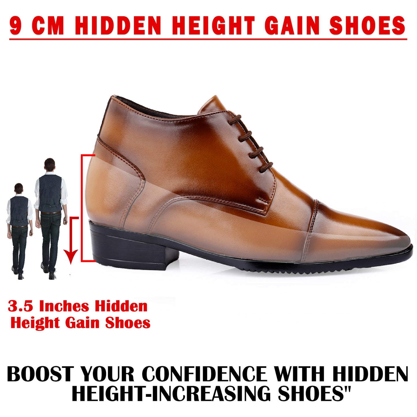 Men’s Elevator Dress Shoes 9CM (3.5in)