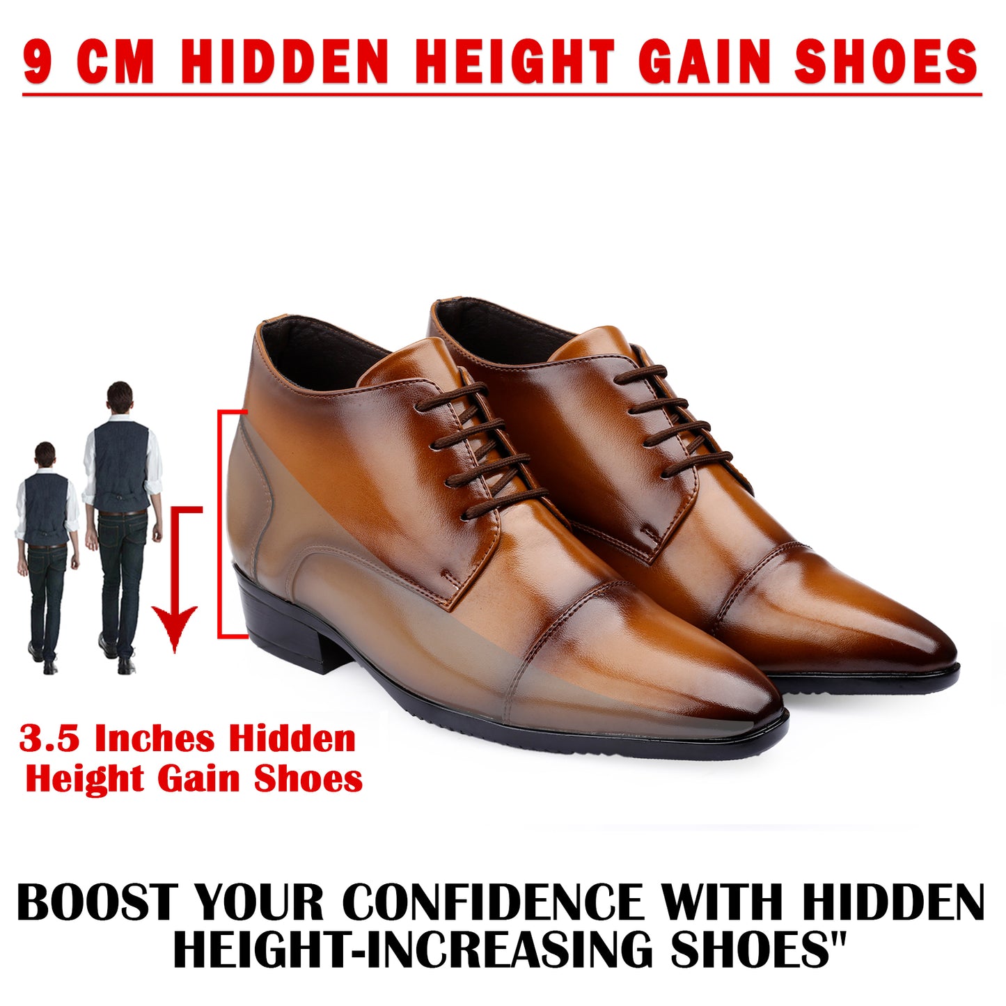 Men’s Elevator Dress Shoes 9CM (3.5in)