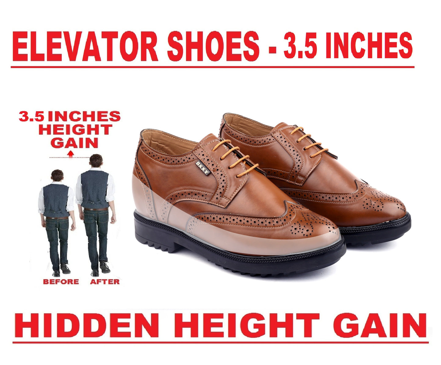 Lift Brogues for Men – 9cm (3.5 In )