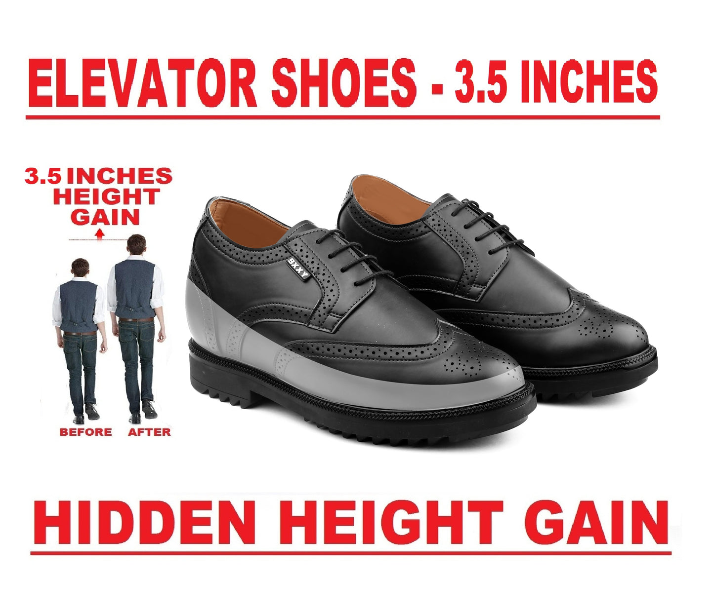 Lift Brogues for Men – 9cm (3.5 In )