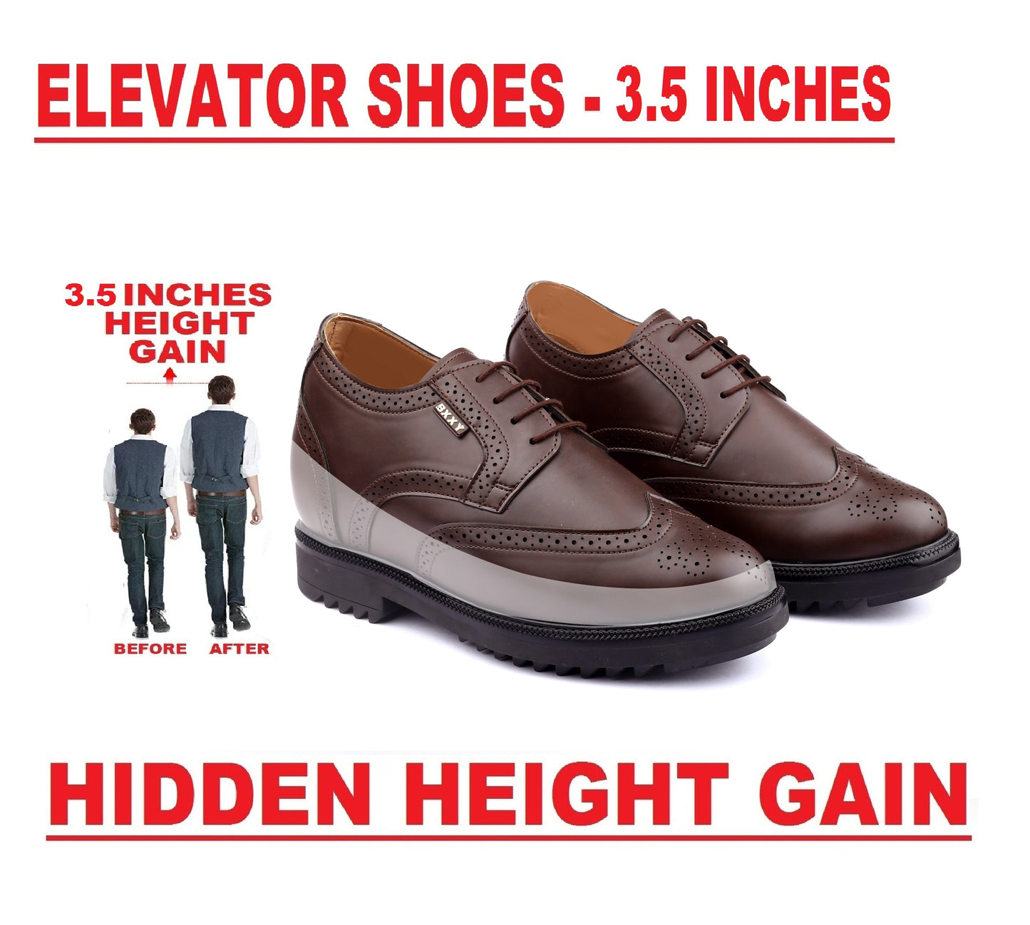 Lift Brogues for Men – 9cm (3.5 In )