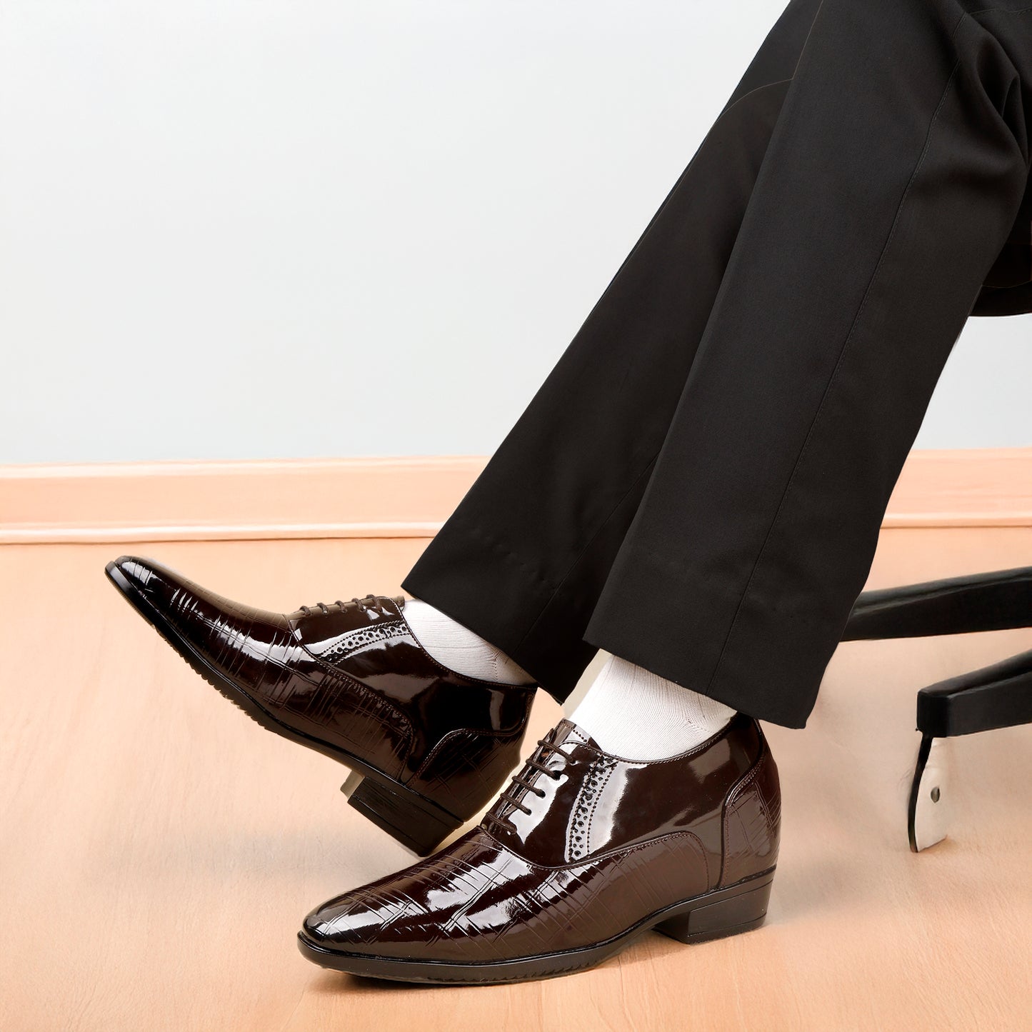 Glossy Black Elevator Shoes 9CM (3.5in)