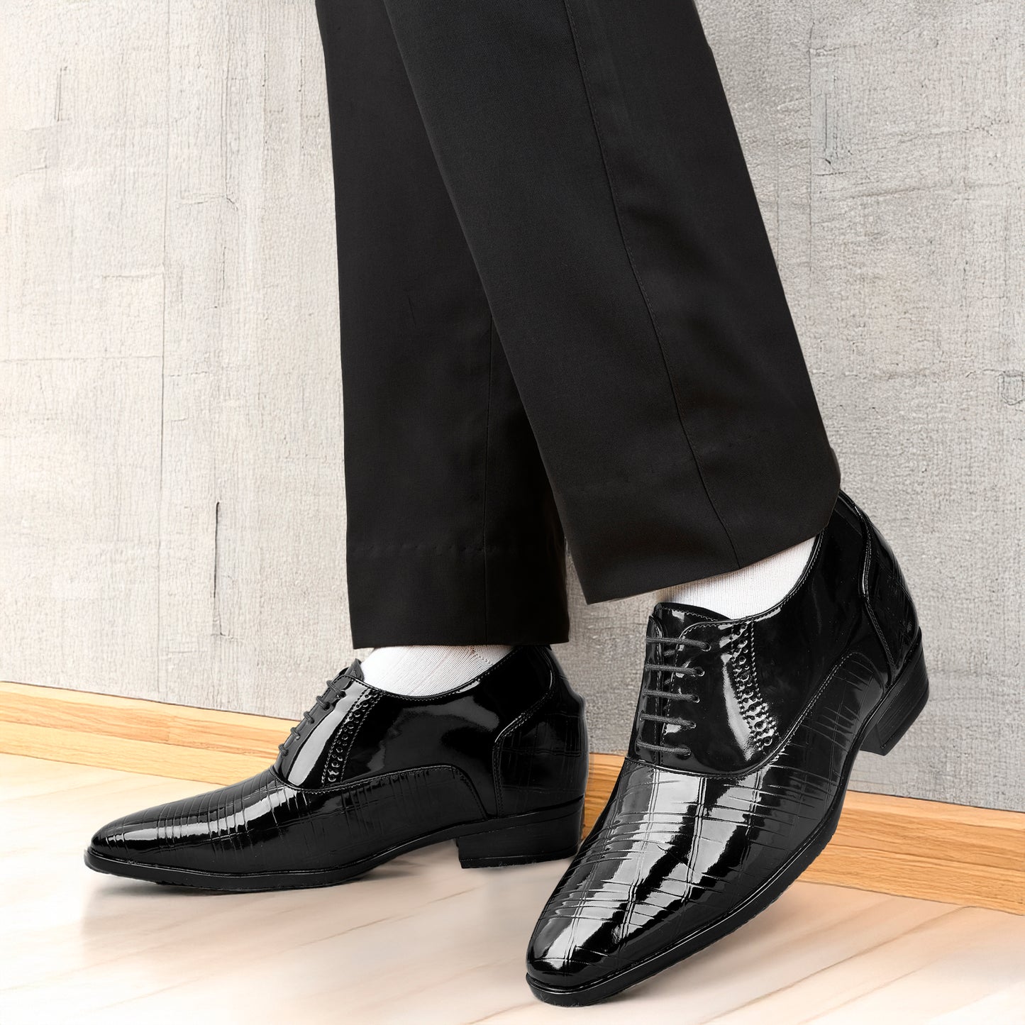 Glossy Black Elevator Shoes 9CM (3.5in)